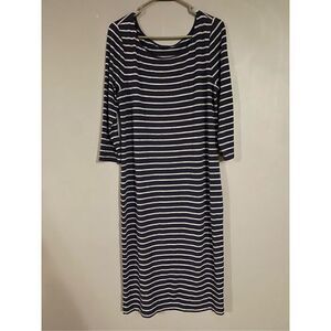 Gap Navy White Long Sleeve Knit MIDI Dress Size Large